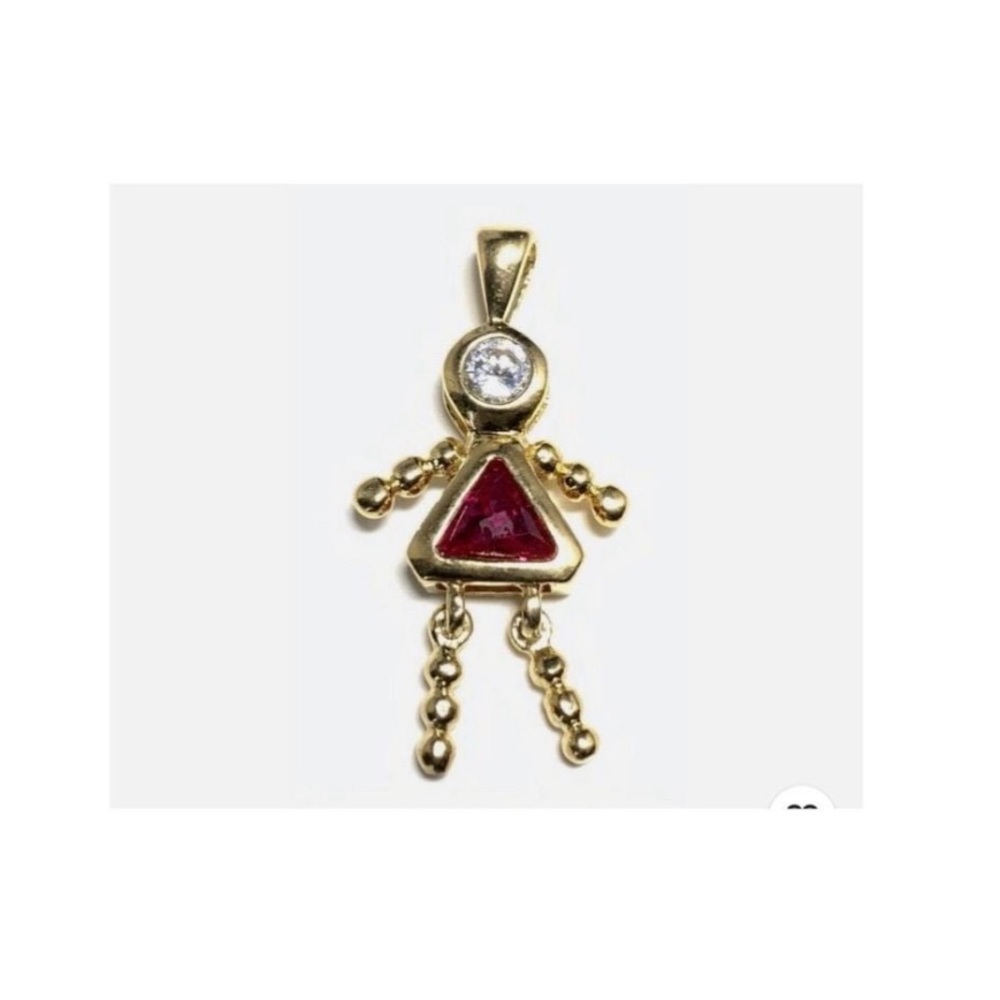 Vermeil 14K Gold Sterling 925 CZ Girl Charm Pendant Daughter Necklace
